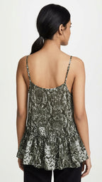 Green & White Snakeskin Print Cami Top
