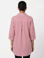 Red & White Striped Relaxed Fit Casual Shirt