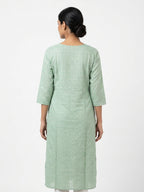 Avaasa Light Green Embroidered Top with Mirror Work