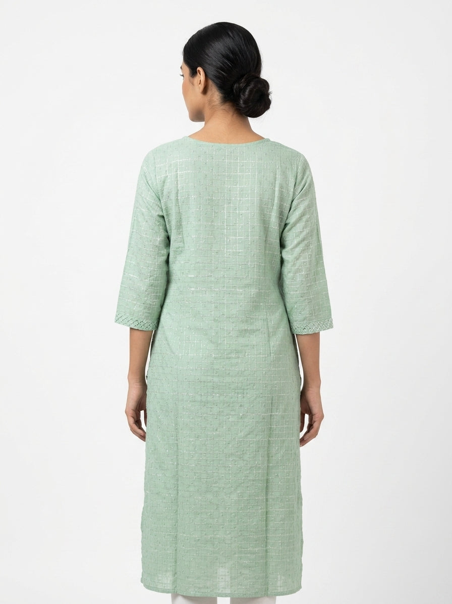 Avaasa Light Green Embroidered Top with Mirror Work