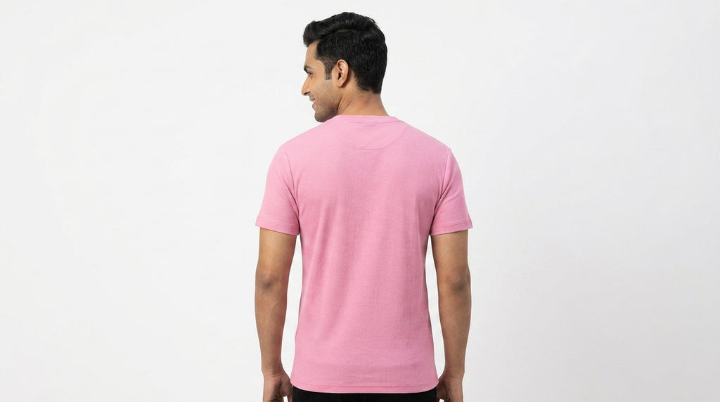 Pink Solid Regular Fit Round Neck T-Shirt