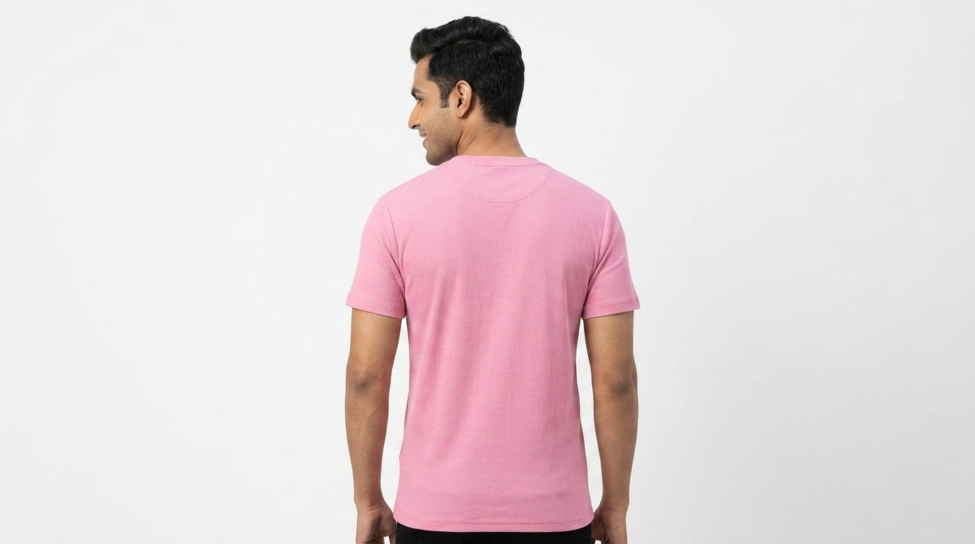 Pink Solid Regular Fit Round Neck T-Shirt