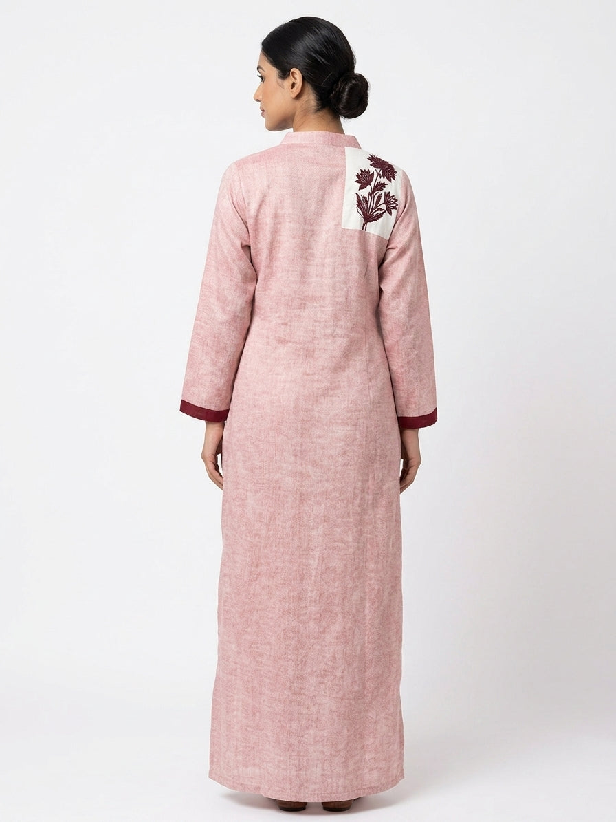 Vanita Kurti Floral Pink Cotton Blend