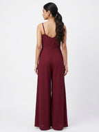 Berrylush Jumpsuit Solid Wine Polyester