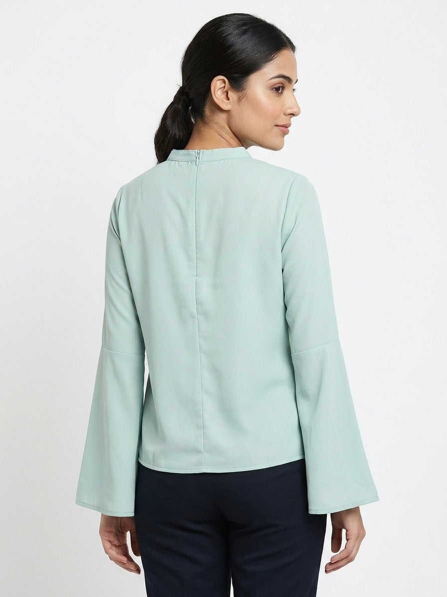 Tokyo Talkies Top Solid Mint Polyester
