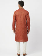 Avsar Kurta Embellished Rust Viscose & Blended