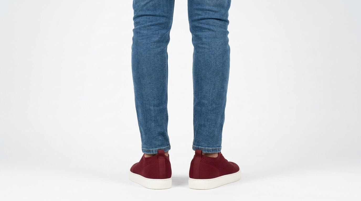 Maroon Knit Casual Sneakers