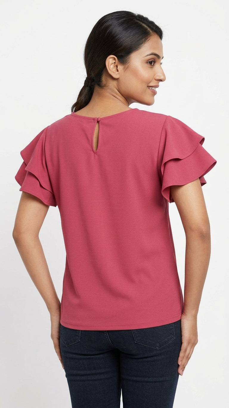 Top Casual Pink Polyester
