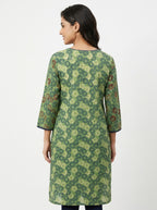 Green Printed Cotton Kurti