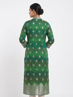 Green Ethnic Print Viscose Kurti Set with Pant