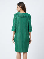 Green Pleated Relaxed Fit Dress