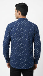 White Blue Printed Bandhani Unisex Shirt