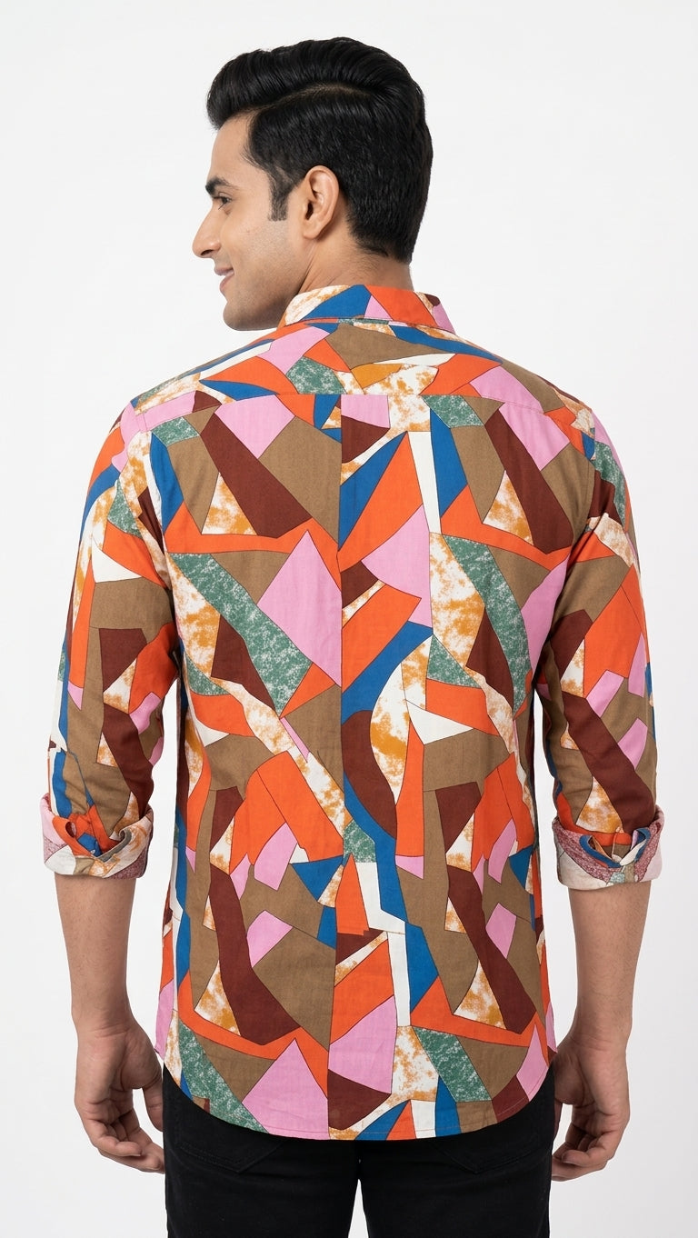 Abstract Printed Cotton Rayon Unisex Shirt