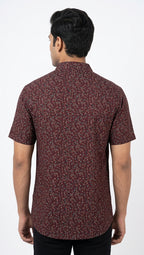 Maroon Printed Cotton Rayon Unisex Shirt