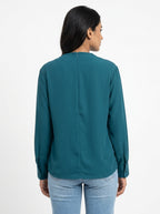 Women's Solid Teal Relaxed Fit Top