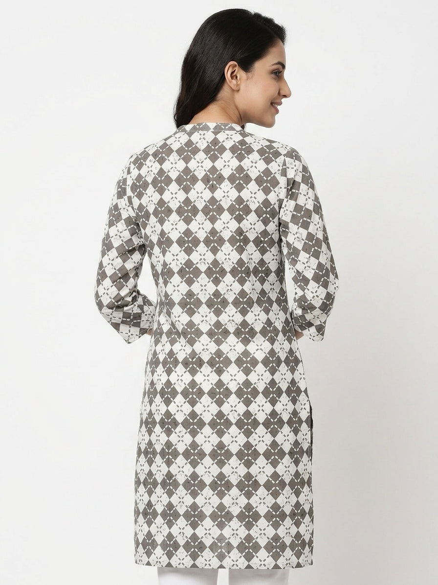 Women's Multi-colored Geometric Printed Straight Kurti