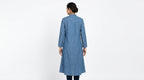 Blue Denim Longline Button-Front Jacket