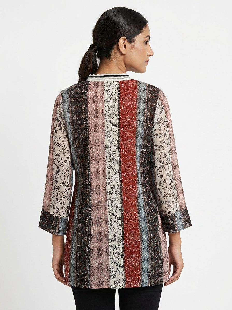 Multi-Color Ethnic Printed Tunic Top
