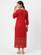 Red Ethnic Print Kurti