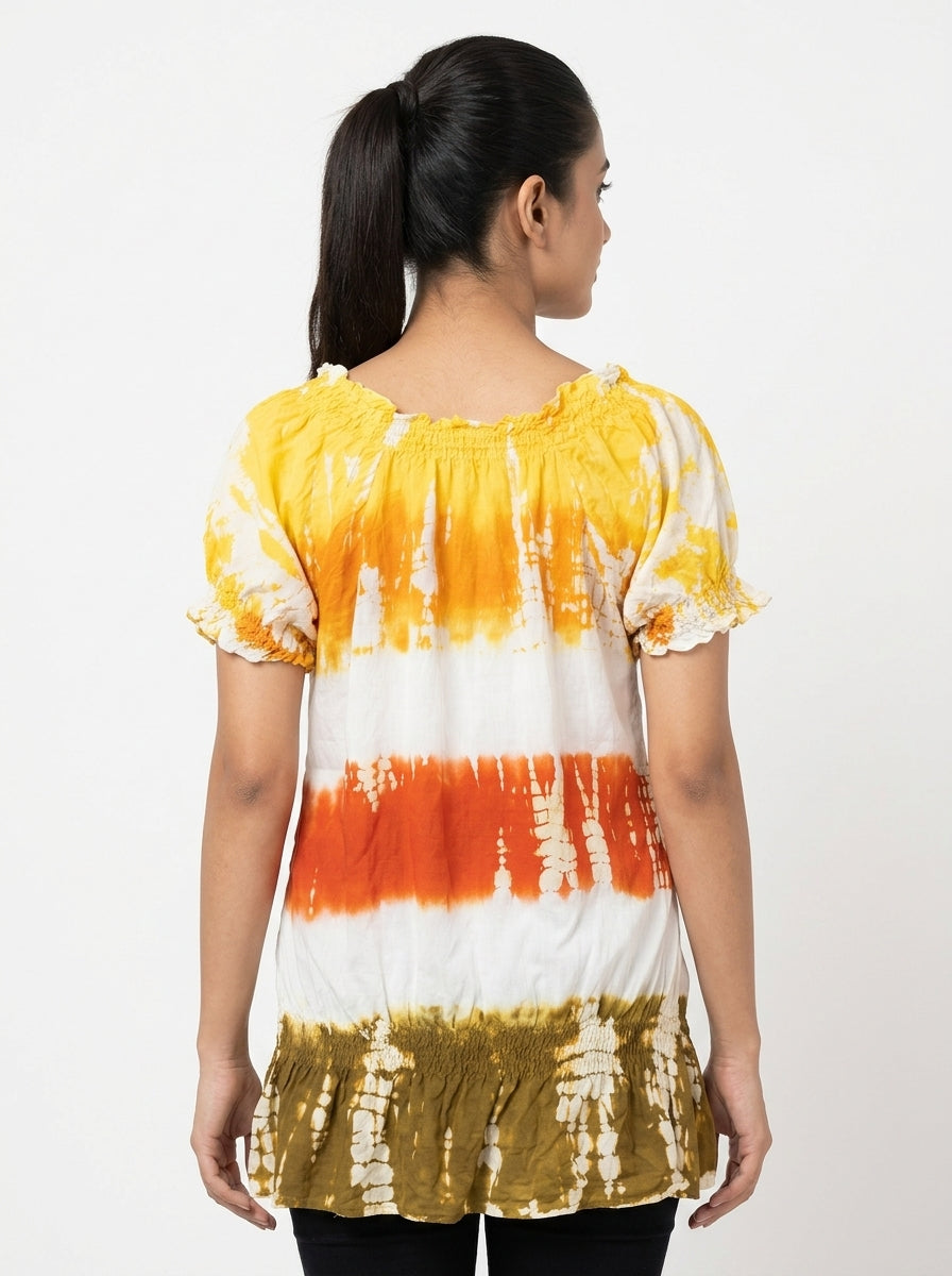 Multi Tie-Dye Short Sleeve Top