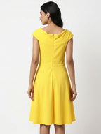 Women's Yellow Solid A-line Party Dress