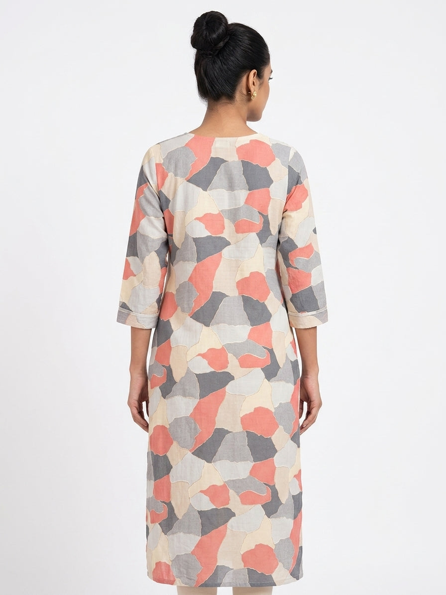 Multi-Colored Abstract Print Regular Fit Kurti