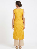 Women's Yellow Embellished Straight Kurti