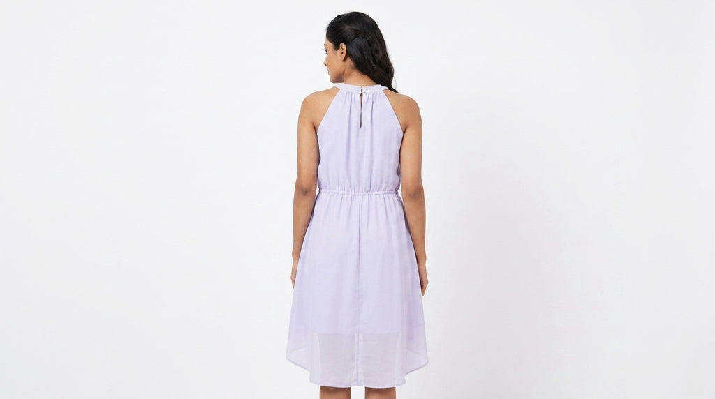Lavender Halter Neck Elasticated Waist Dress