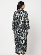 Women's Multi Abstract Print Button-Down Long Dress