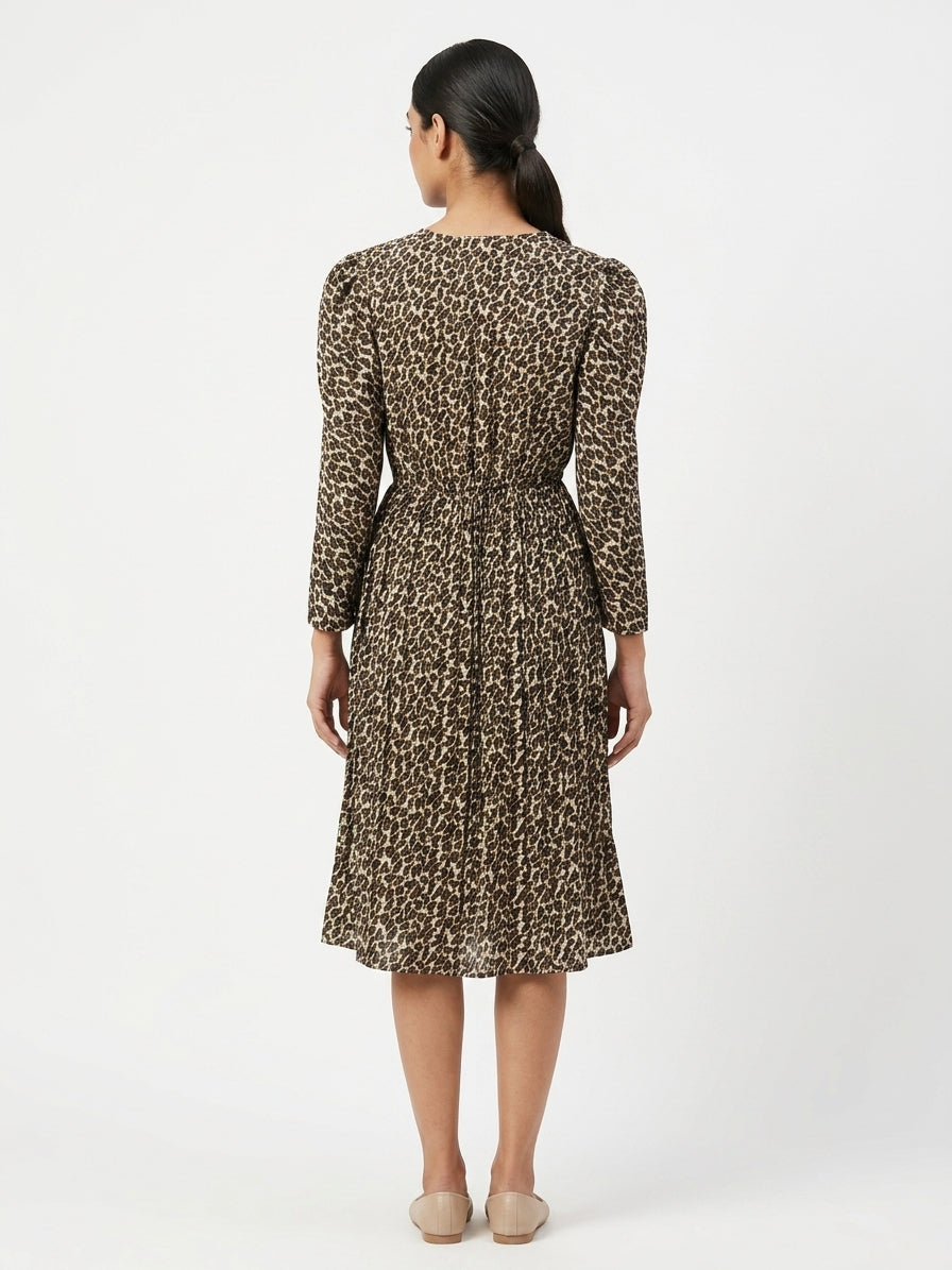Women's Multi Animal Print Flared Dress