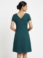 Teal Self-Design Regular Fit Dress