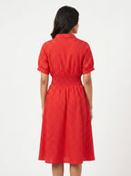 Red Polka Dot A-line Casual Dress