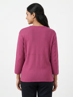 Magenta Graphic Knit Long Sleeve Top