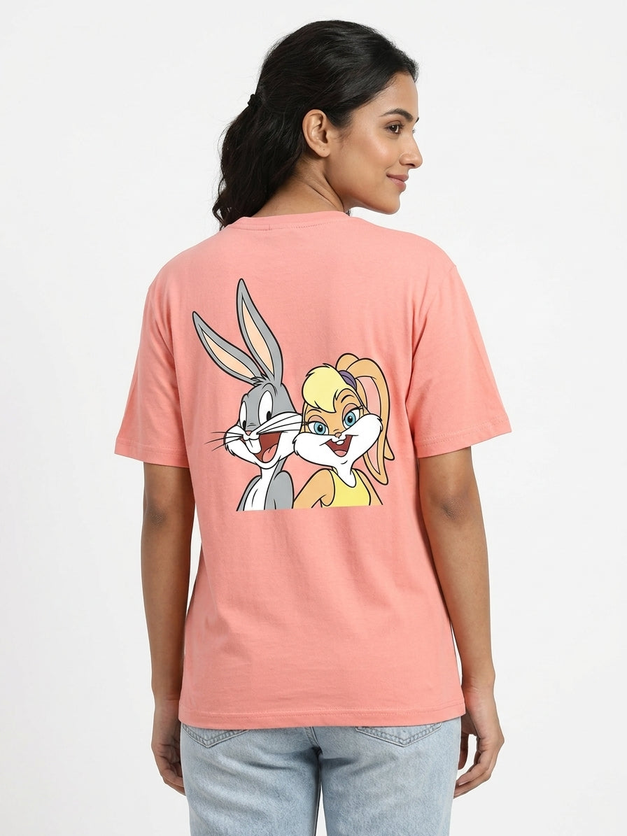 Peach Bugs and Lola Graphic Print Cotton T-Shirt