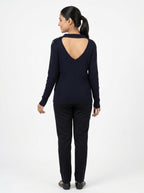 Dark Purple Ribbed V-Neck Sweater