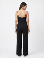 Black Solid Jumpsuit with Button Detail