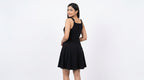 Black Solid A-line Pinafore Jumpsuit