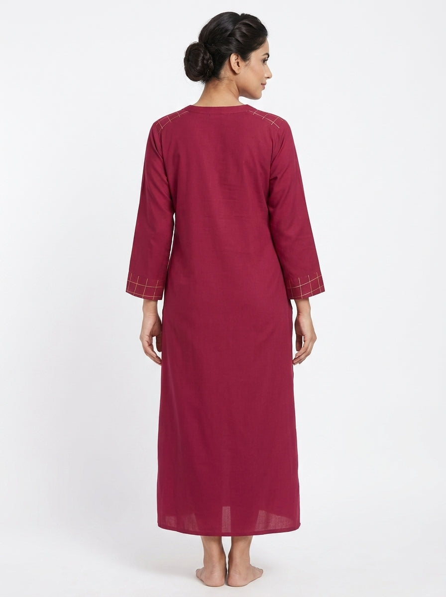 Maroon Printed Regular Fit Kurti with Ethnic Motifs