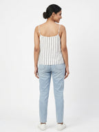 Striped Button-Down Spaghetti Strap Top