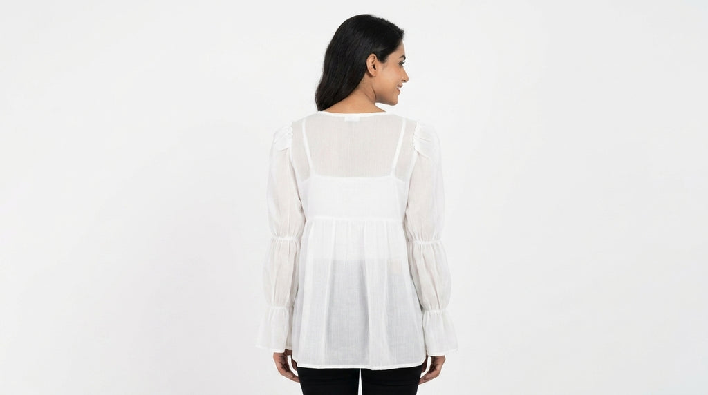 Women's White Solid Tie-Front Shrug