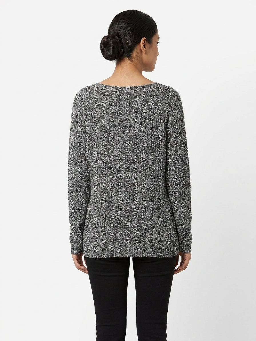 Textured Dark Grey Knit Sweater