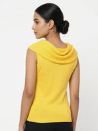 Yellow Sleeveless Cowl Neck Knit Top