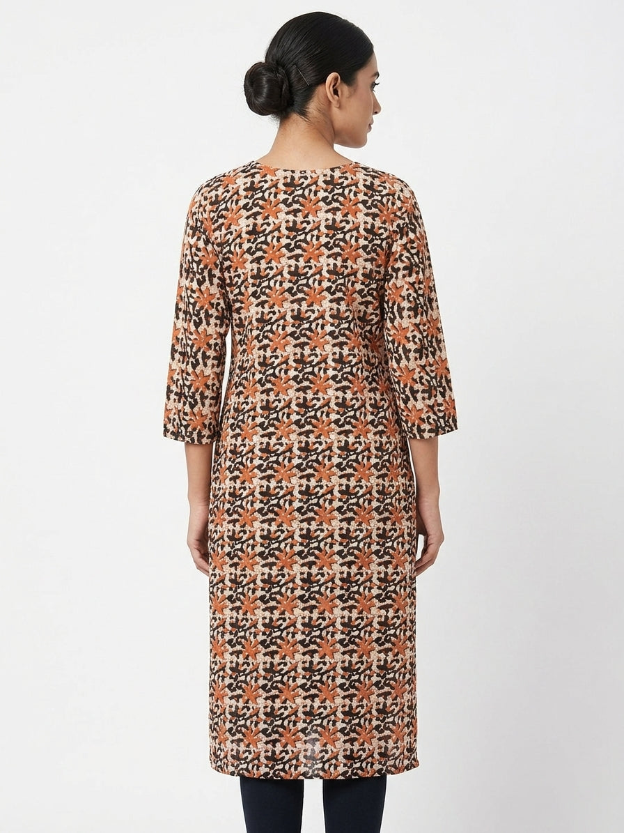 Women's Multi-Color Abstract Printed Cotton Kurti
