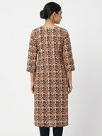 Women's Multi-Color Abstract Printed Cotton Kurti
