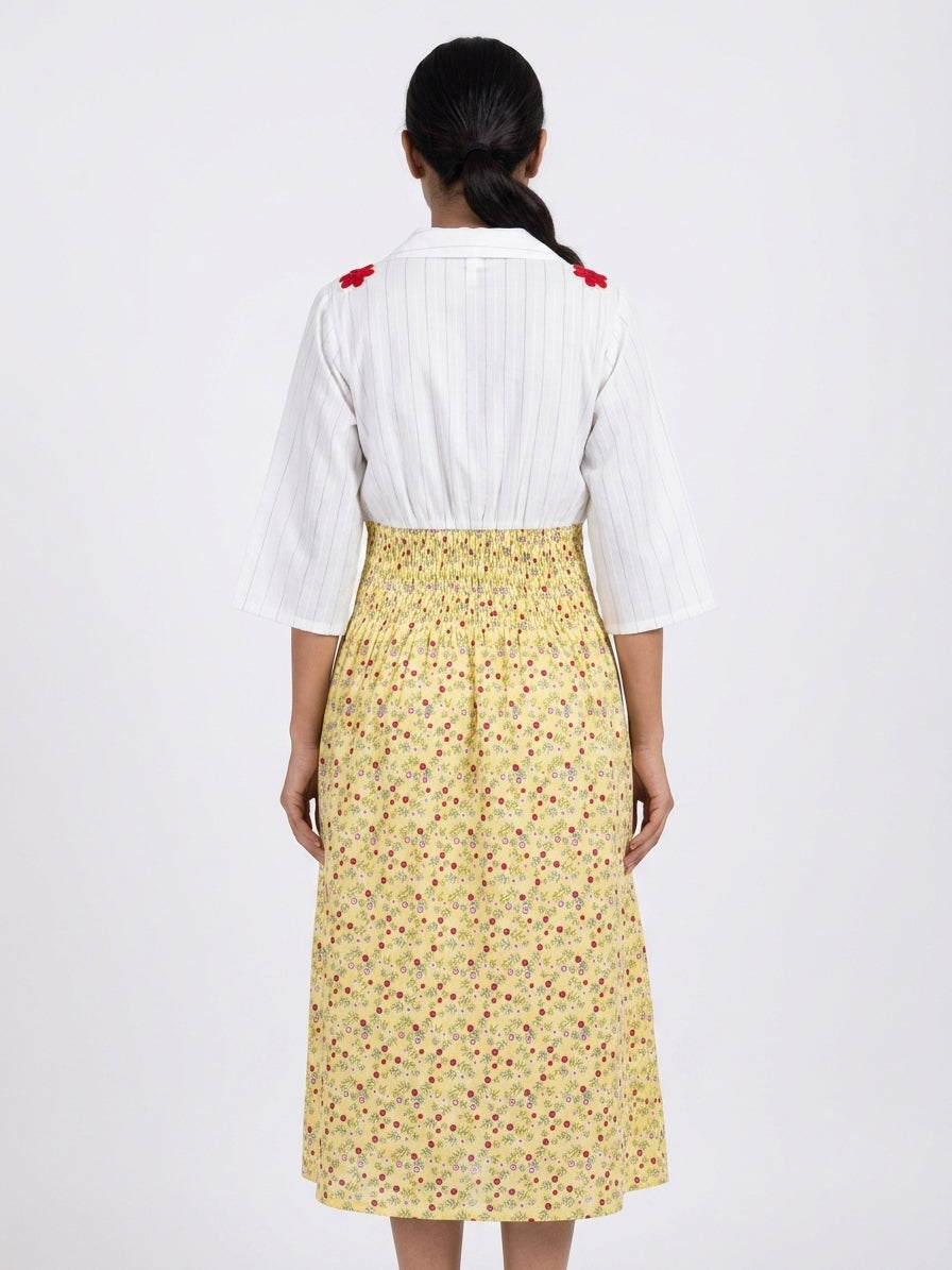 Women's Multi-color Floral Print Smocked Waist Casual Dress