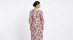 Off White & Maroon Floral Print Cotton Kurti