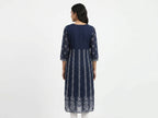 Women's Blue Embroidered Kurti