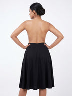 Women's Black Solid Flared Viscose Skirt