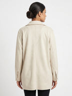Women's Beige Relaxed Fit Solid Jacket