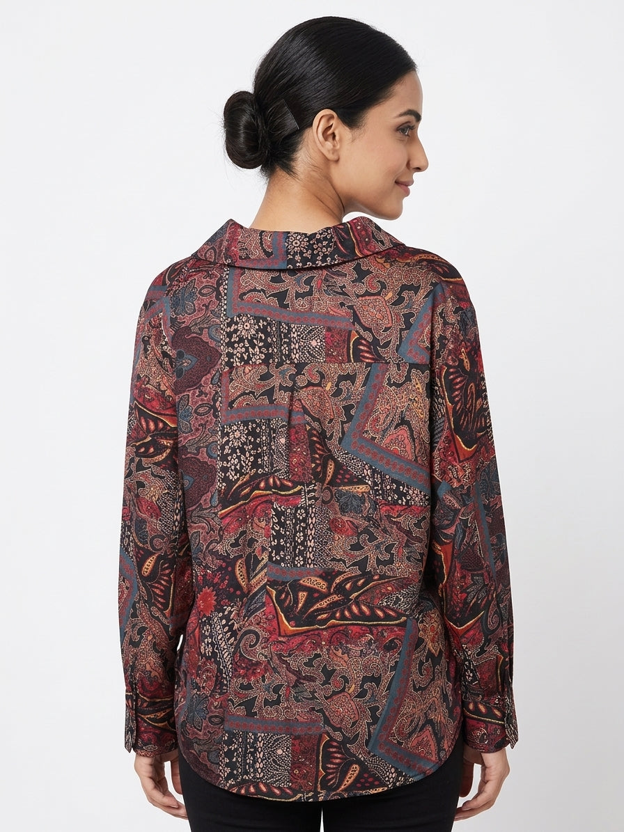 Multi-Color Printed Casual Top